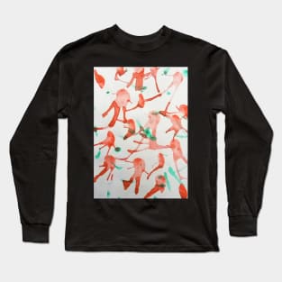 Red green watercolor pattern design Long Sleeve T-Shirt